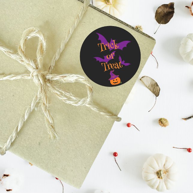 Sticker Rond Happy Halloween Jack-o'-lantern Black (Créateur téléchargé)