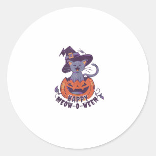 Sticker Rond Happy Halloween Meowoween Débardeur