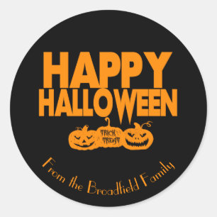 Sticker Rond Happy Halloween Personnalisé Nom de famille Parti