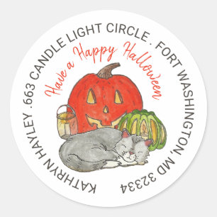 Sticker Rond Happy Halloween Retourner Adresse Enveloppe Sceau