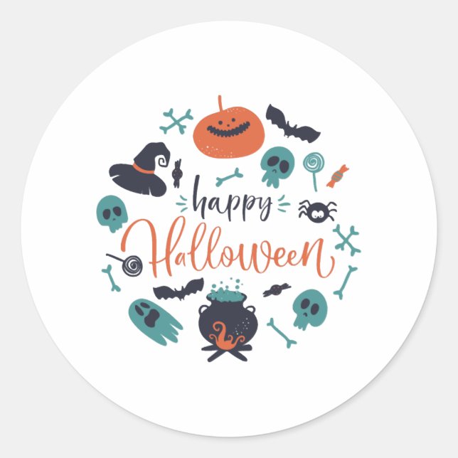 Sticker Rond Happy Halloween T-shirt homme femmes (Devant)