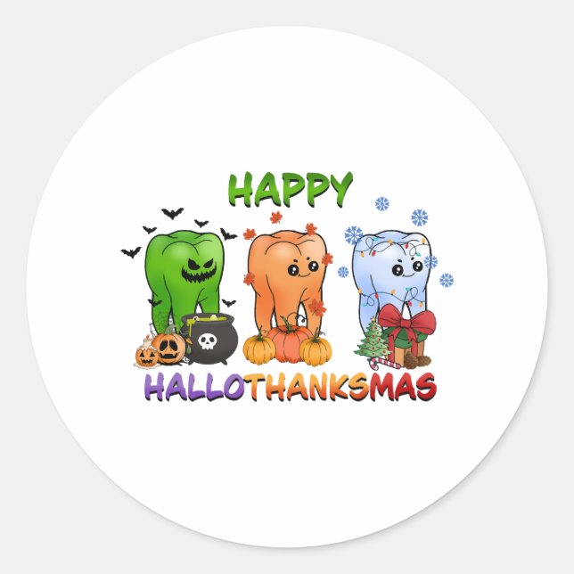 Sticker Rond happy halloween thanksgiving noël drôle mens (Devant)