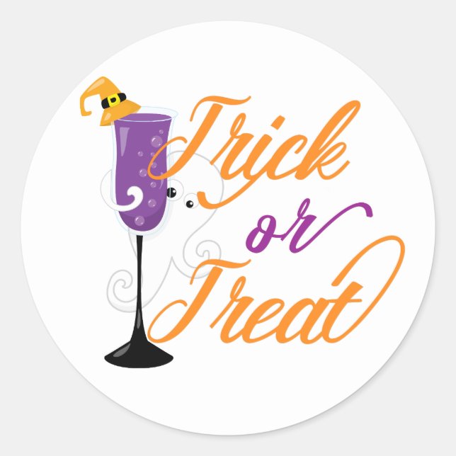 Sticker Rond Happy Halloween Trick Treat Ghost Cocktail Party (Devant)
