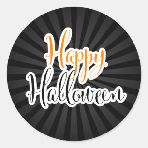Sticker Rond Happy Halloween Typographie moderne Black Orange