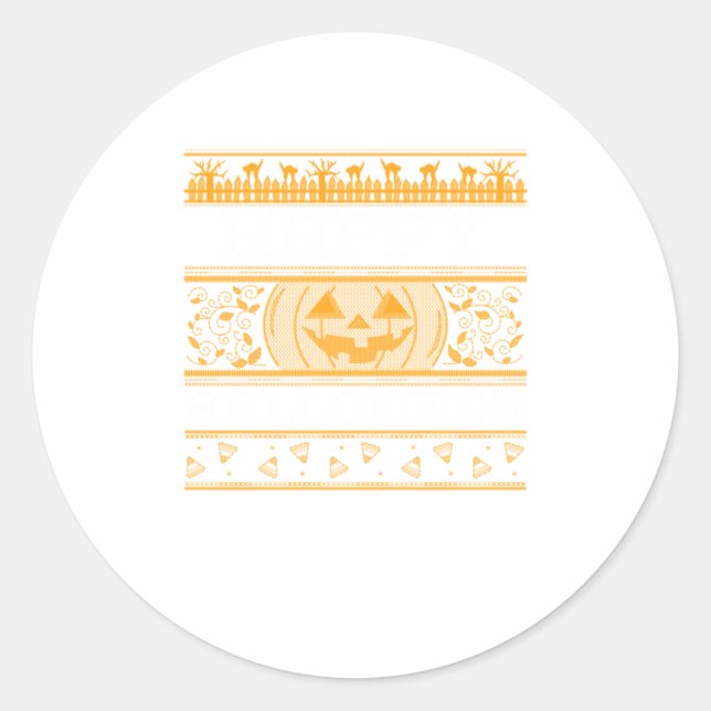 Sticker Rond Happy Halloween Ugly ter Citrouilles de design (Devant)