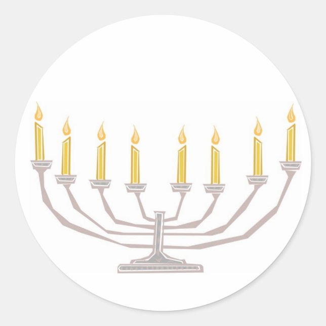 Sticker Rond Happy Hannukah Menorah bougies Enveloppe sceaux (Devant)