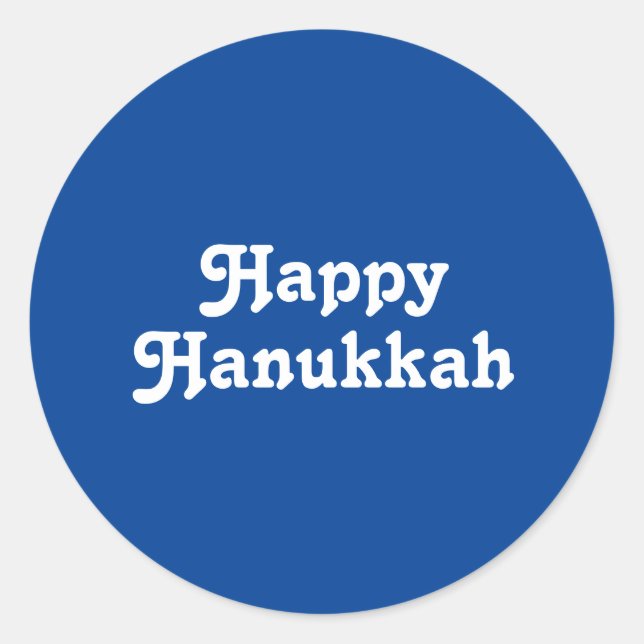 Sticker Rond "Happy Hanoukka" bleu blanc Vacances (Devant)