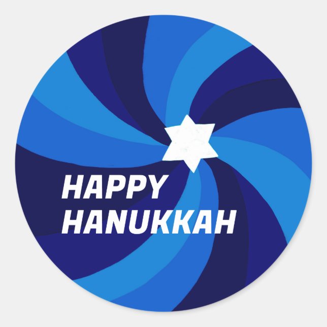 Sticker Rond HAPPY HANOUKKA Modern Star de David Custom (Devant)