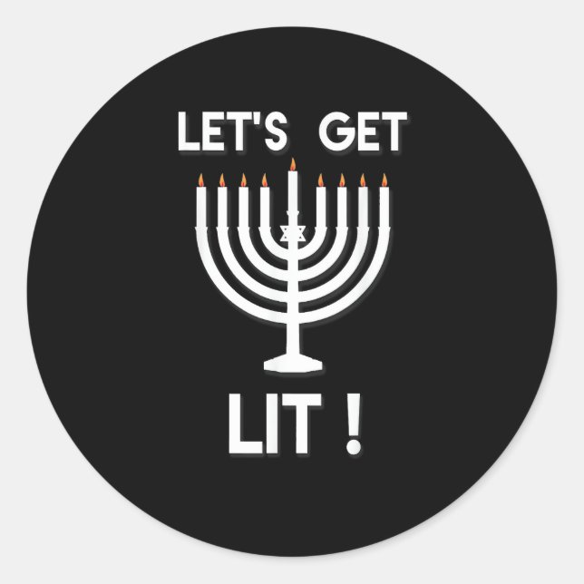 Sticker Rond Happy Hanukkah Tis The Season Get (Devant)