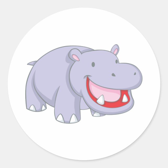 Sticker Rond Happy Hippopotamus (Devant)