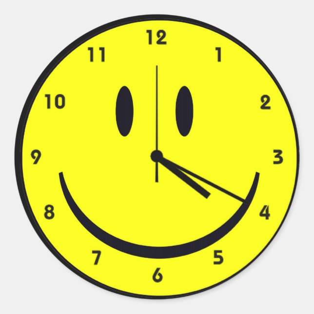 Sticker Rond Happy Hippy face horloge (Devant)
