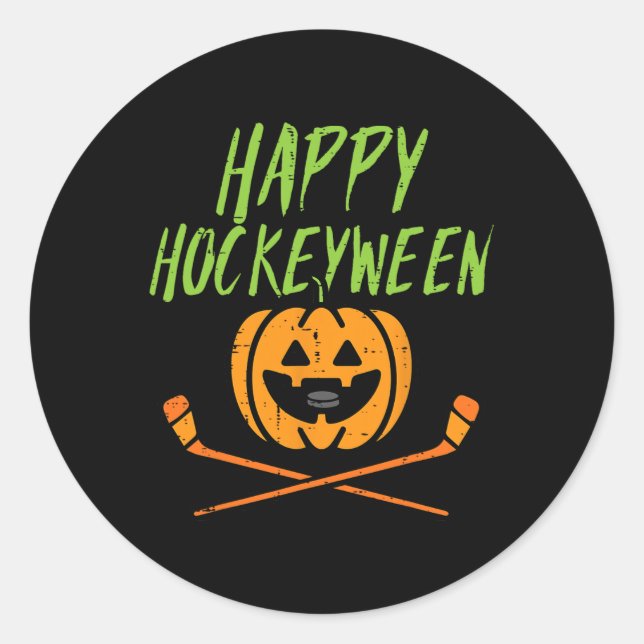 Sticker Rond Happy Hockeyween Ice Hockey Halloween Costume Men (Devant)