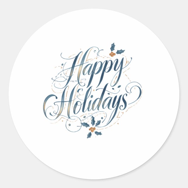 Sticker Rond Happy Holidays Merry Christmas Family New Year (Devant)