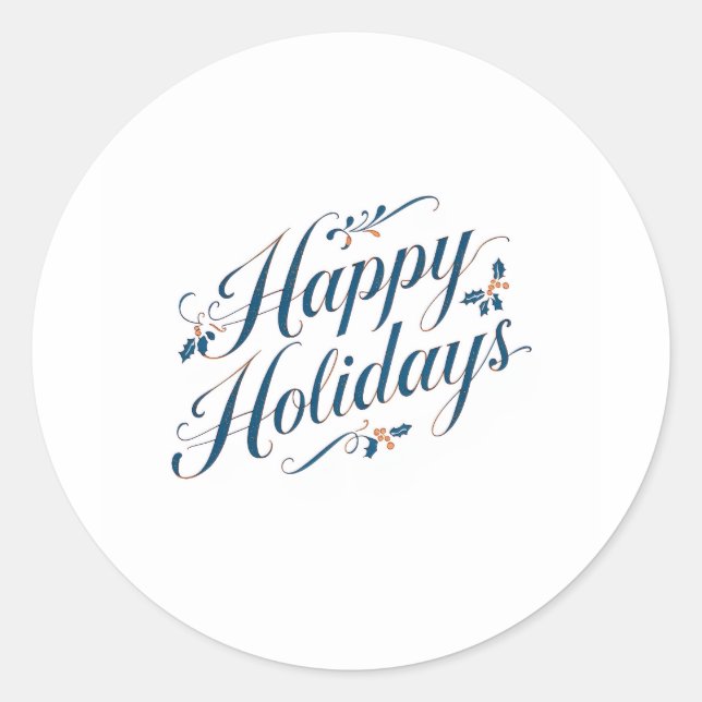 Sticker Rond Happy Holidays Merry Christmas Family New Year (Devant)
