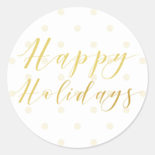 Sticker Rond Happy Holidays Typographie classique & À petits po