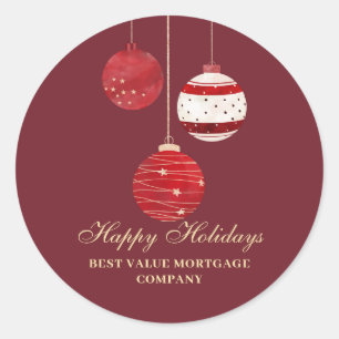 Sticker Rond Happy Holidays Watercolor Business