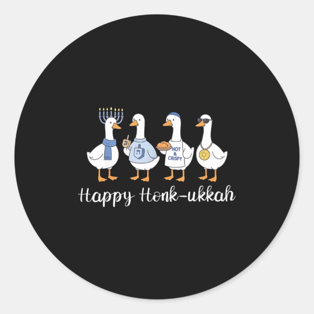 Sticker Rond Happy Honk-ukkah Hanukkah Silly Goose Women Men Ki (Devant)
