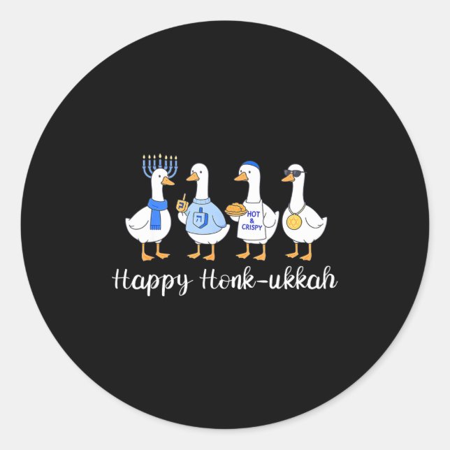 Sticker Rond Happy Honkukkah Hanukkah Funny Chanukah Jewish Fes (Devant)