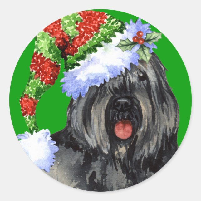 Sticker Rond Happy Howliday Bouvier (Devant)