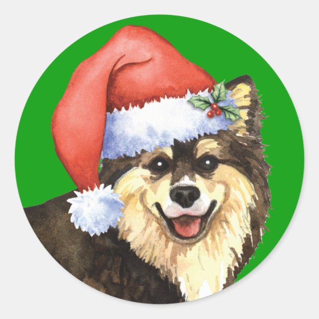 Sticker Rond Happy Howliday Lapphund finlandais (Devant)