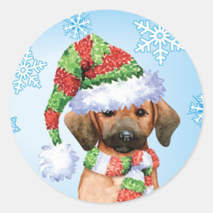 Sticker Rond Happy Howlidays Redbone