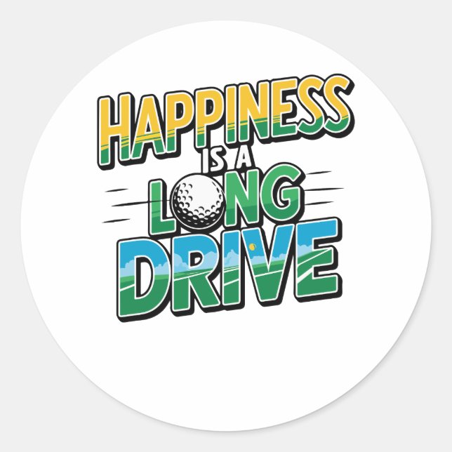 Sticker Rond Happy is a Long Drive, Golf (Devant)