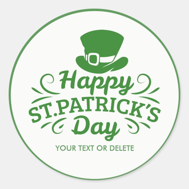 Sticker Rond Happy Jour de la Saint Patrick Leprechaun Casquett (Devant)