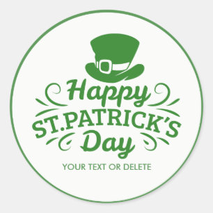 Sticker Rond Happy Jour de la Saint Patrick Leprechaun Casquett