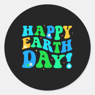 Sticker Rond Happy Jour des terres Chemise mignonne Jour des te