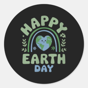 Sticker Rond Happy Jour des terres - Jour des terres 2025 Cute 