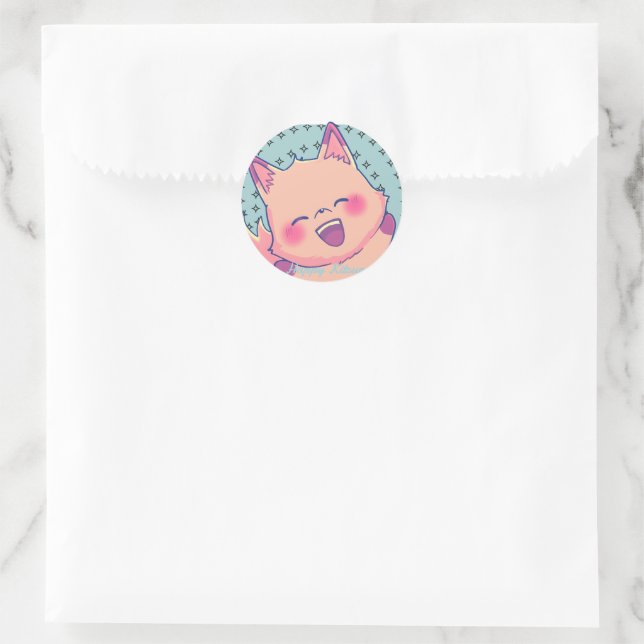 Sticker Rond Happy Kitsune (Sac)