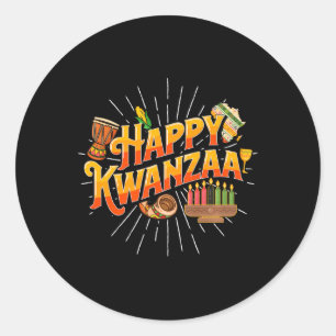 Sticker Rond Happy Kwanzaa - Festival africain du patrimoine am