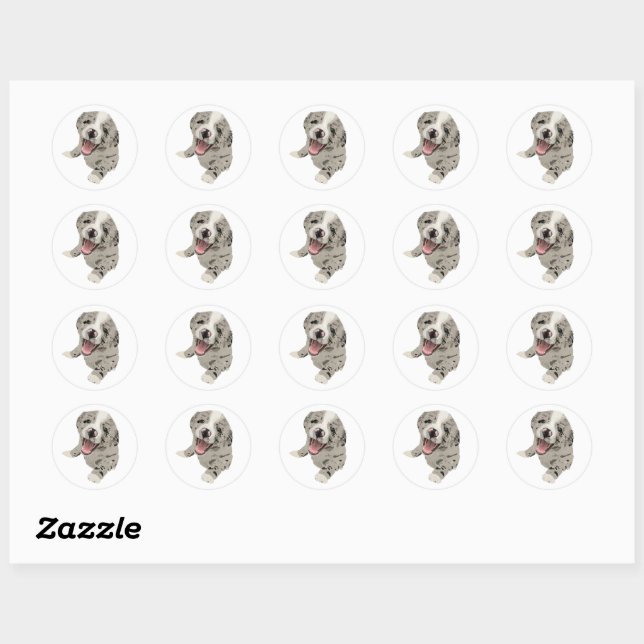 Sticker Rond Happy Little Pup 1.0 (Feuille)