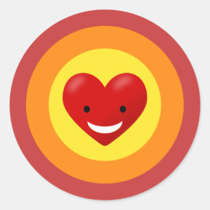 Sticker Rond Happy Love Heart