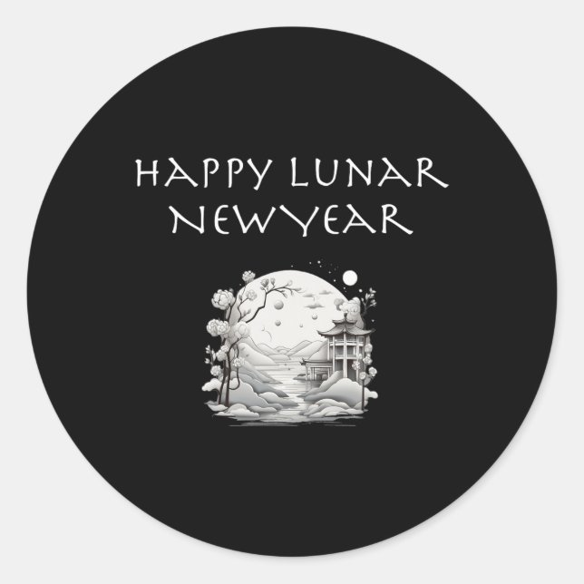 Sticker Rond Happy Lunar New Year Charming Design Gift  (Devant)