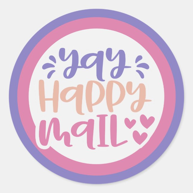 Sticker Rond Happy Mail Has Arrived - couleurs personnalisées (Devant)