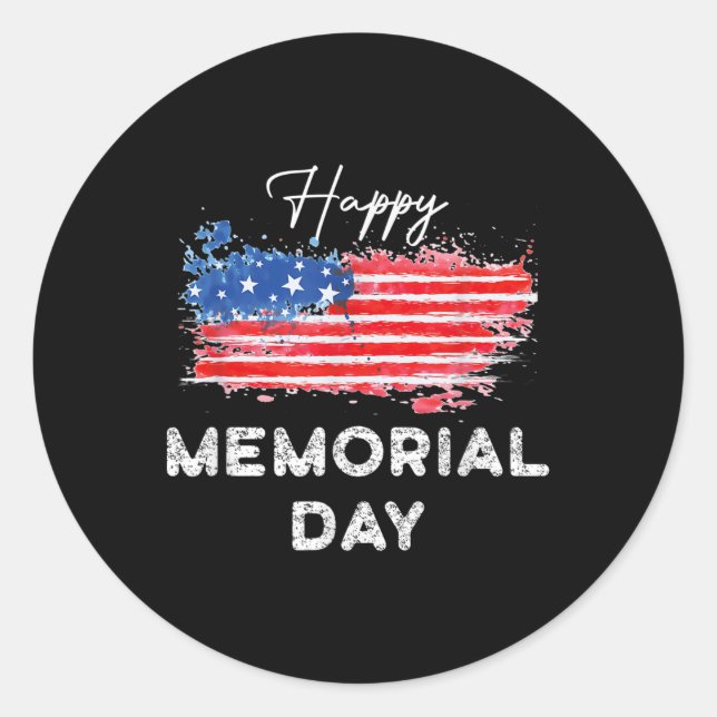 Sticker Rond Happy Memorial Day Design élégant (Devant)