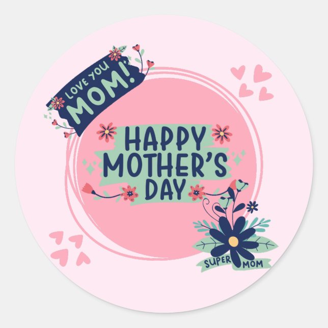 Sticker Rond Happy Mother's Day (Devant)