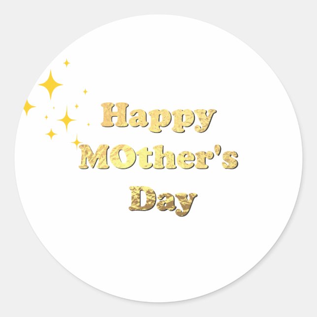 Sticker Rond Happy mothers day. Gold simple script calligraphy  (Devant)