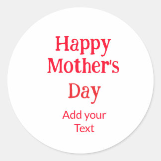 Sticker Rond Happy mother's day red add text simple minimal mom