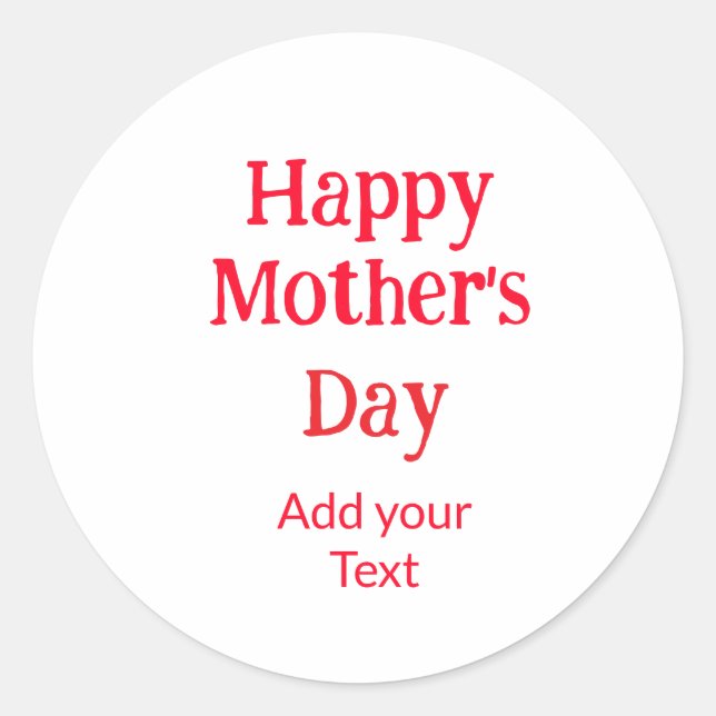 Sticker Rond Happy mother's day red add text simple minimal mom (Devant)