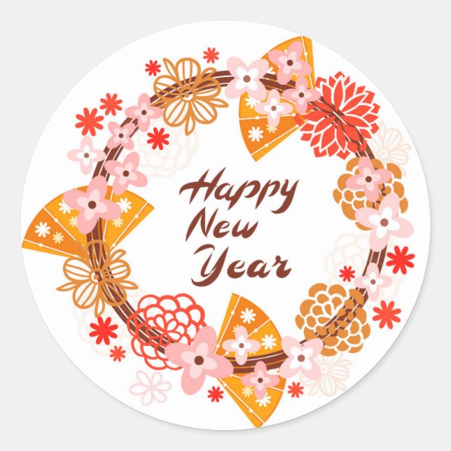 Sticker Rond Happy New Year (Devant)