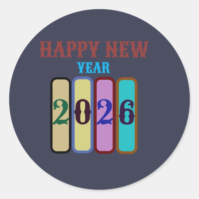 Sticker Rond happy new year 2026 (Devant)