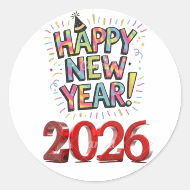 Sticker Rond happy new year 2026 (Devant)