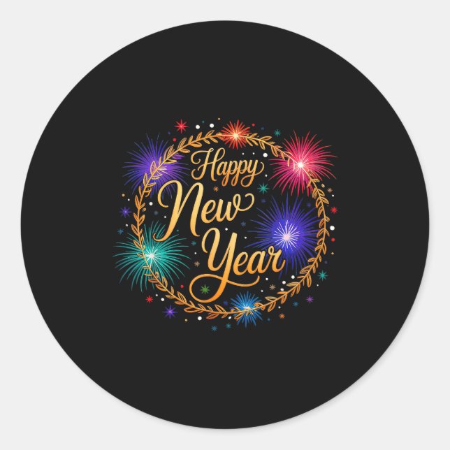 Sticker Rond Happy New Year 2026  (Devant)