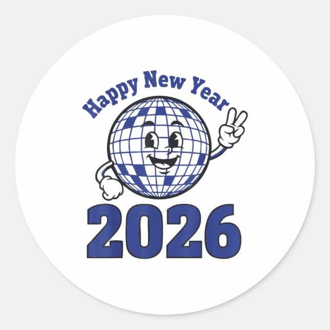 Sticker Rond Happy New Year 2026 Celebration Design  (Devant)