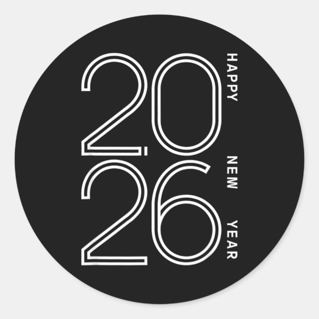 Sticker Rond Happy New Year 2026 Celebration Eve Party Men Wome (Devant)