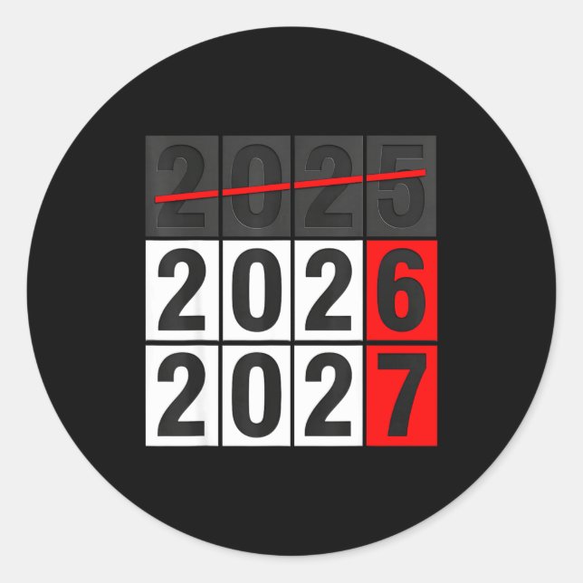 Sticker Rond Happy New Year 2026 Coming Soon 2027 67 Meme Six S (Devant)