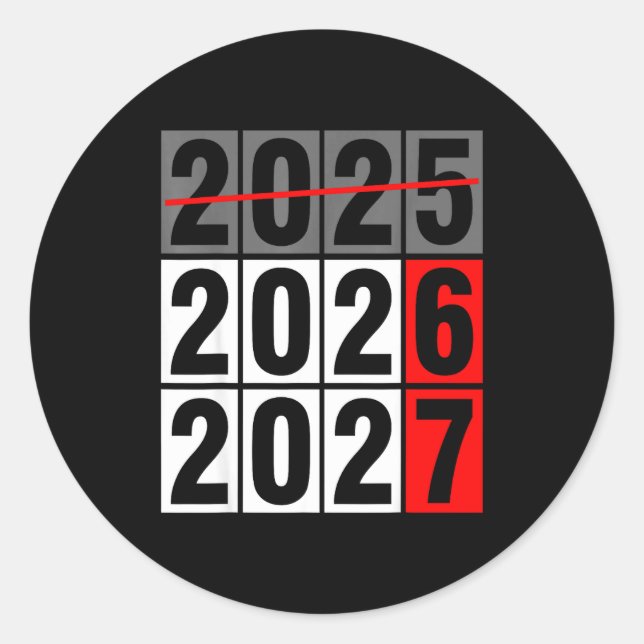 Sticker Rond Happy New Year 2026 Coming Soon 2027 67 Meme Six S (Devant)