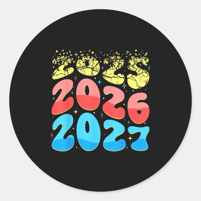 Sticker Rond Happy New Year 2026 Coming Soon 2027 Funny 67 Meme (Devant)